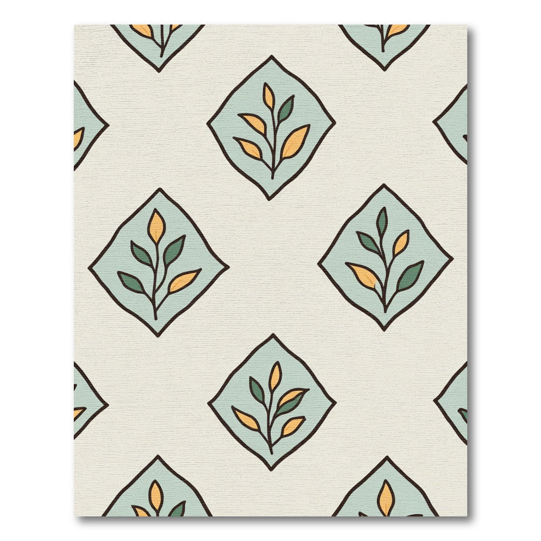 Mint Green Leaf Diamond Repeat Rug