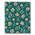Teal Cream Floral Botanical Arrangement Rug