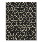 Cream Abstract Swirls Black Rug
