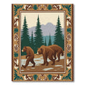 Brown Bear Forest Woodland Scene Rug