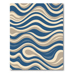 Deep Blue Beige Swirling Lines Rug
