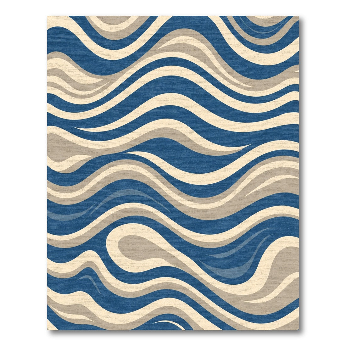 Deep Blue Beige Swirling Lines Rug