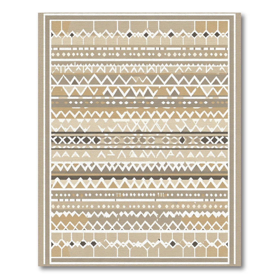 Earthy Geometric Stripe Medallion Rug