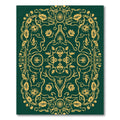 Rich Gold Emerald Floral Scroll Rug