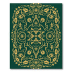 Rich Gold Emerald Floral Scroll Rug
