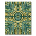 Teal and Gold Floral Medallion Symmetry Rug