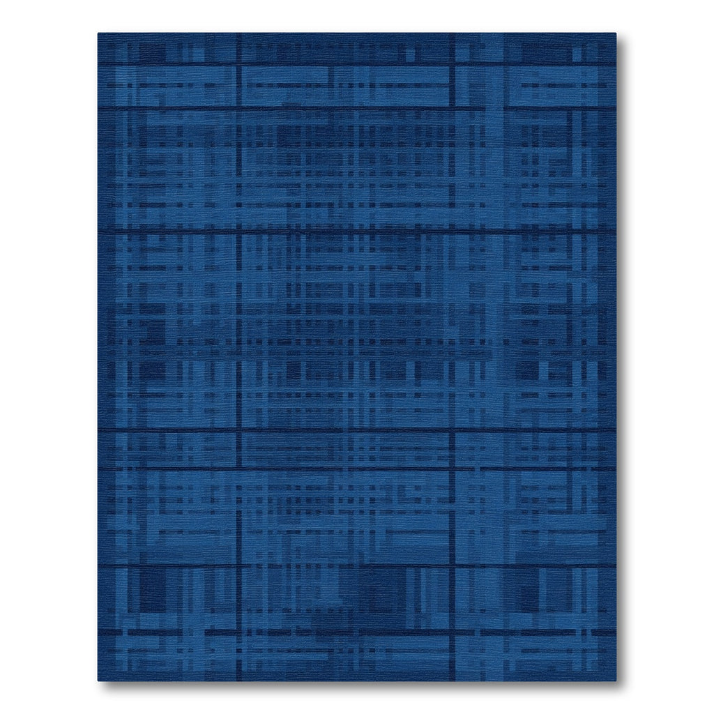 Deep Blue Tonal Plaid Texture Rug