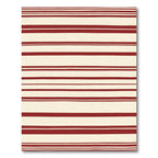 Classic Red Cream Horizontal Stripes Rug
