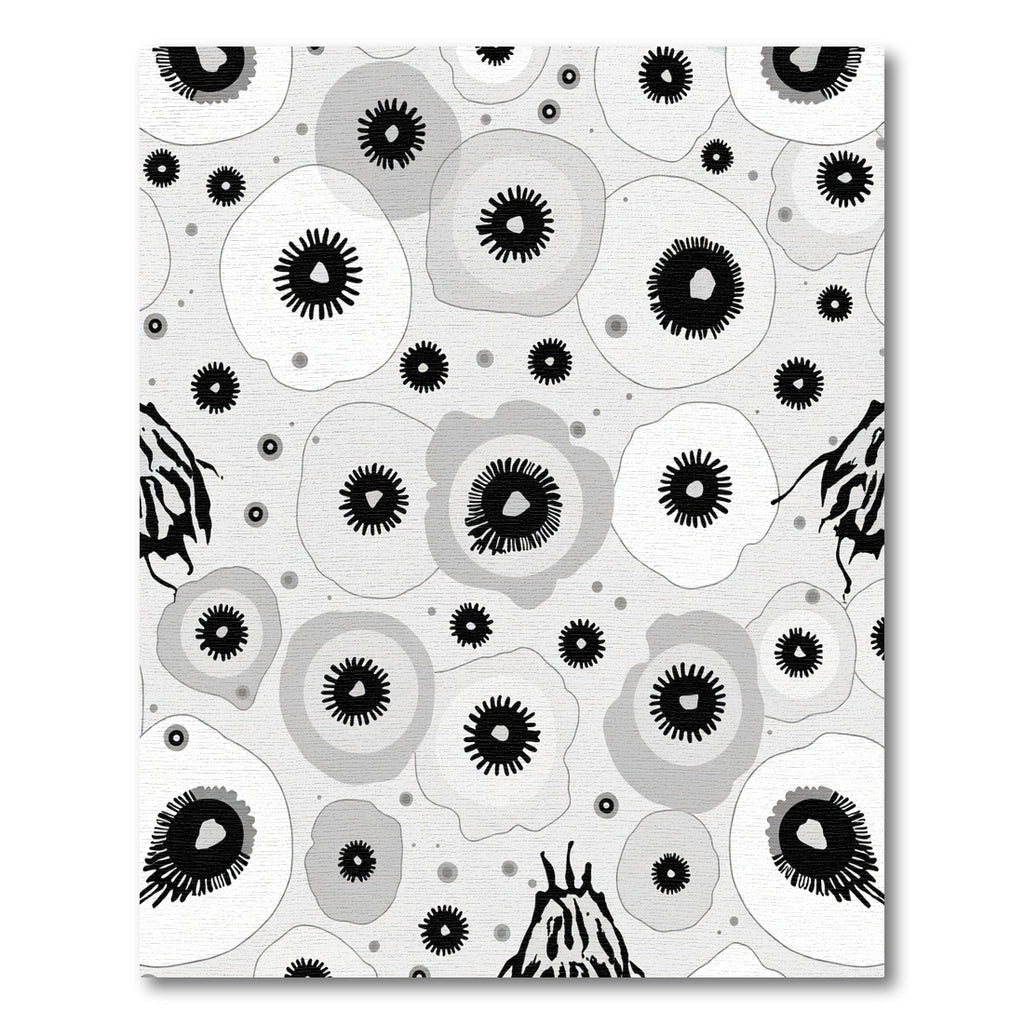 Monochromatic Abstract Floral Eye Rug