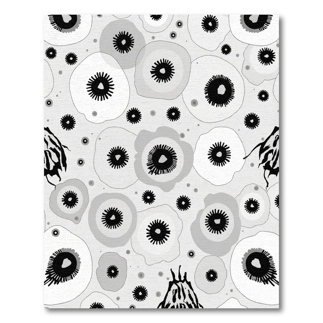 Monochromatic Abstract Floral Eye Rug