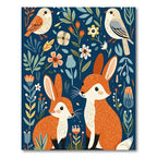 Whimsical Woodland Animals Floral Scene Rug