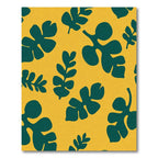 Deep Teal Leaf Cutout Yellow Rug