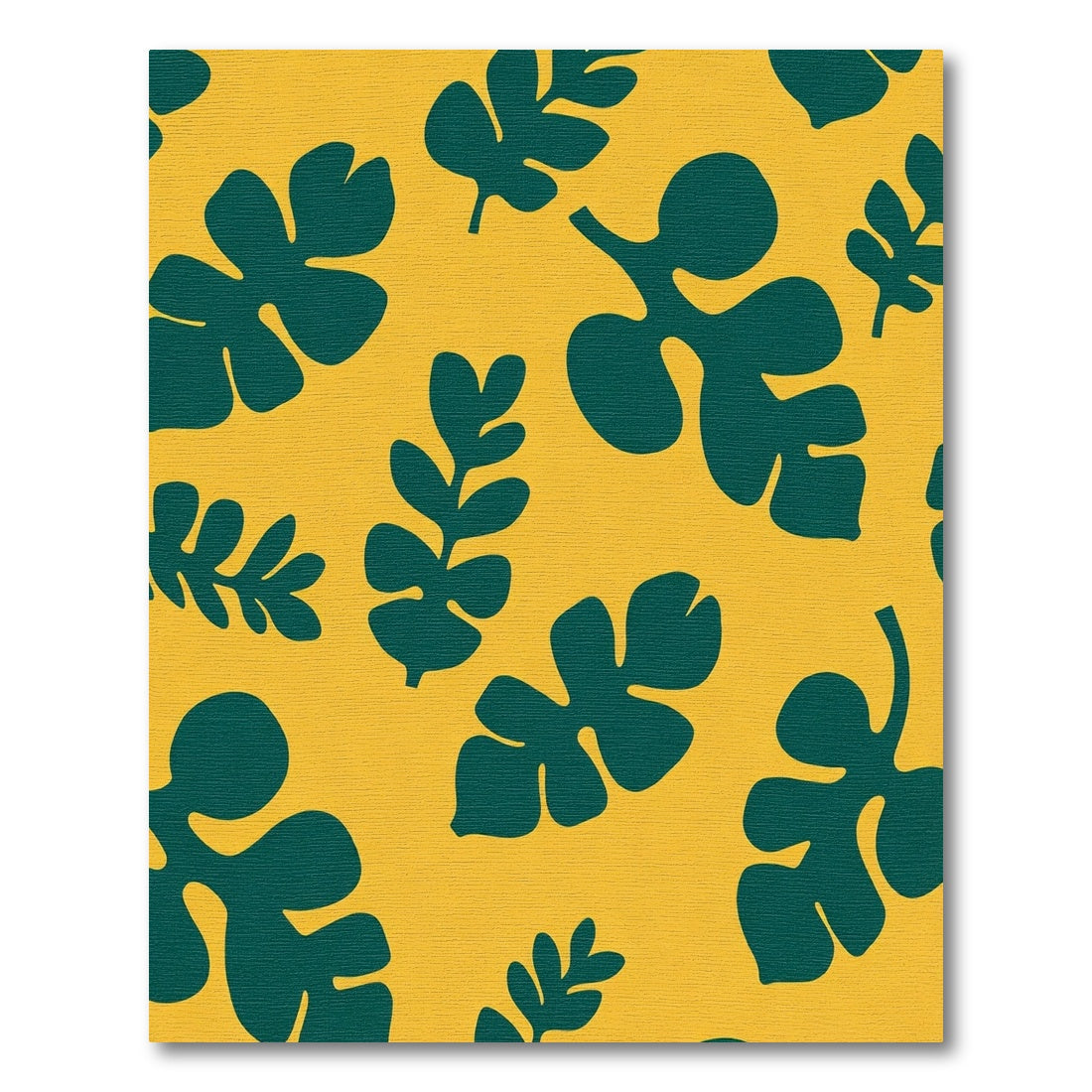Deep Teal Leaf Cutout Yellow Rug