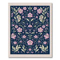Pink Floral Vines Navy Background Rug