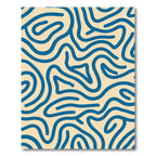 Deep Blue Wavy Lines Abstract Rug