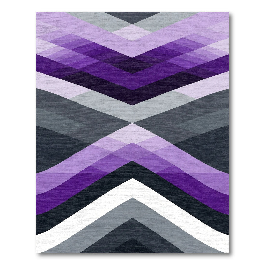 Amethyst Gray Gradient Geometric Chevron Rug