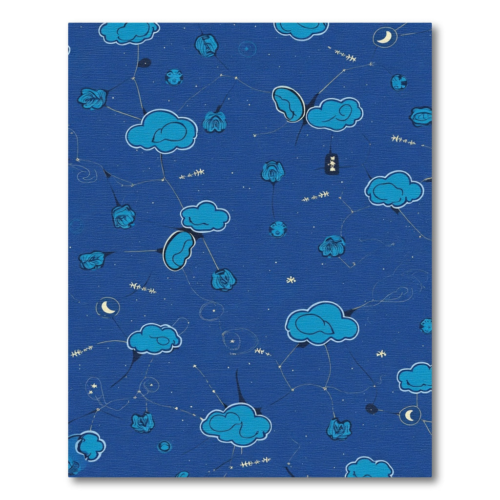 Dreamy Blue Cloud Rose Constellation Rug