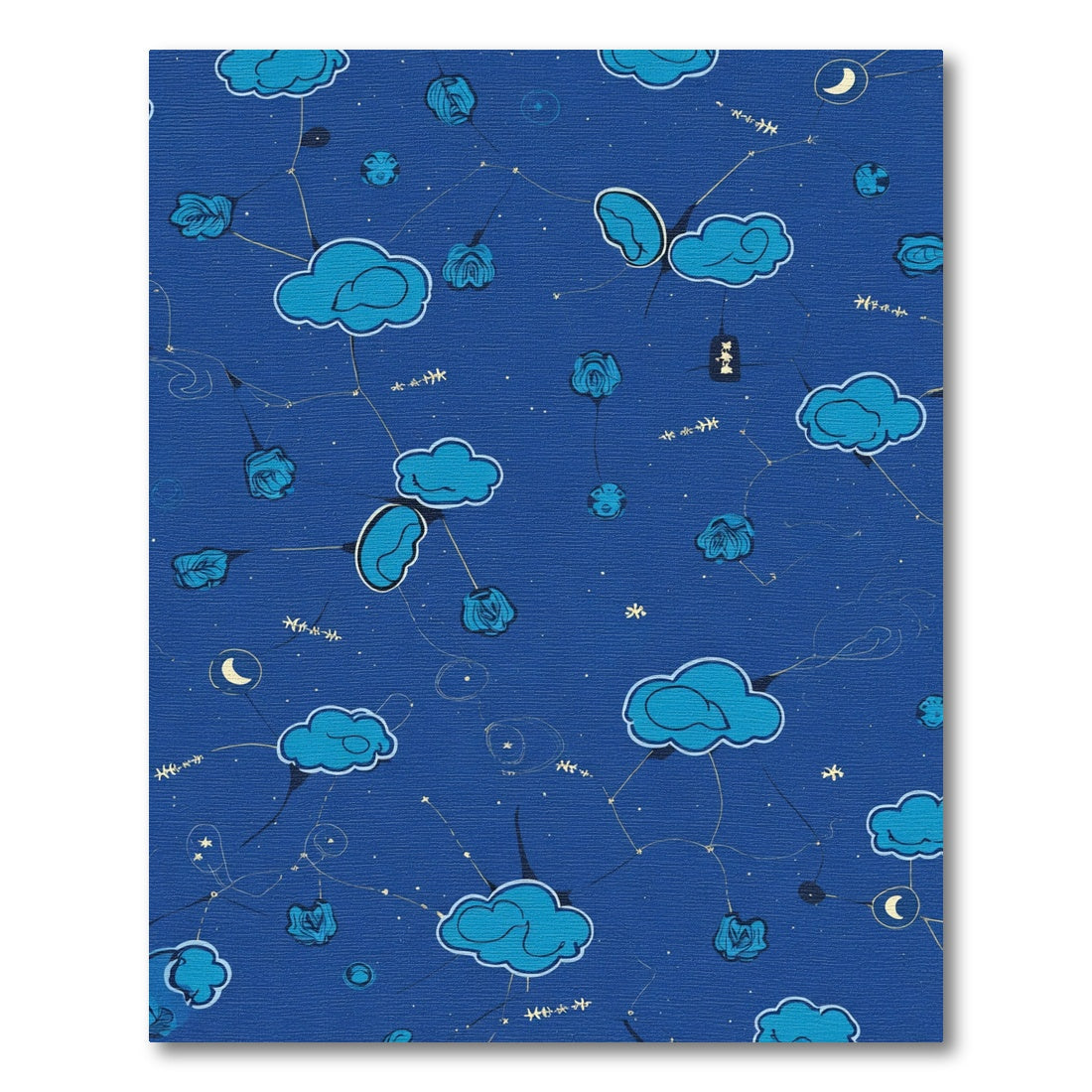 Dreamy Blue Cloud Rose Constellation Rug