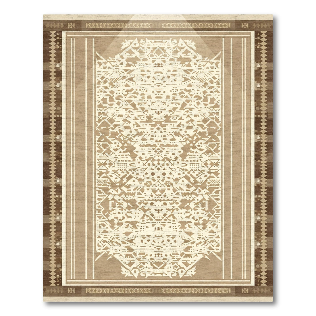 Earthy Geometric Medallion Symmetrical Rug