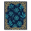 Deep Blue Floral Corner Border Rug