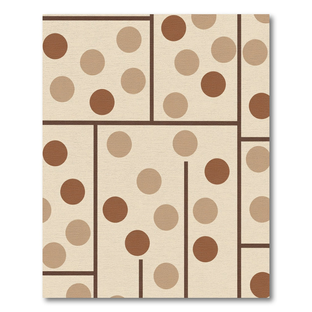 Brown and Beige Polka Dot Grid Rug