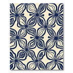 Navy Cream Abstract Blossom Arrangement Rug