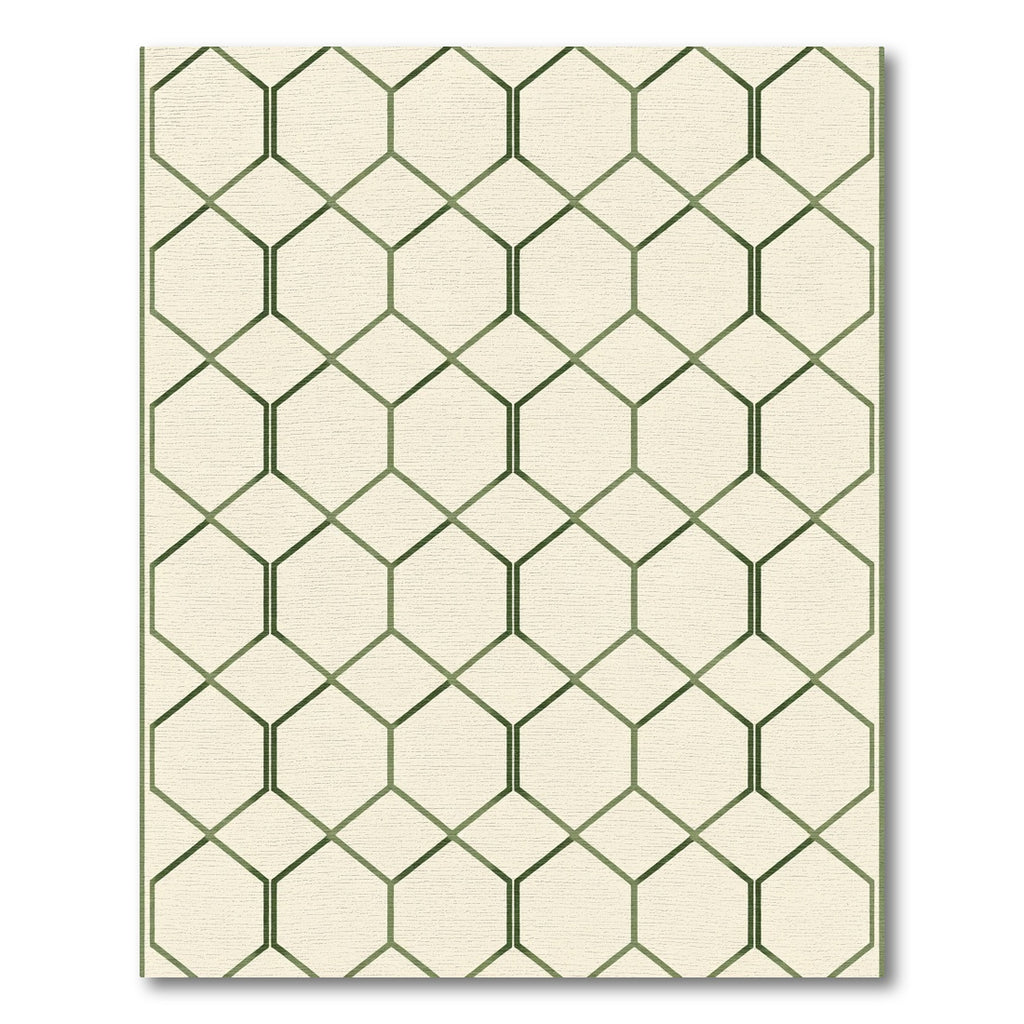 Pale Green Hexagon Overlay Rug