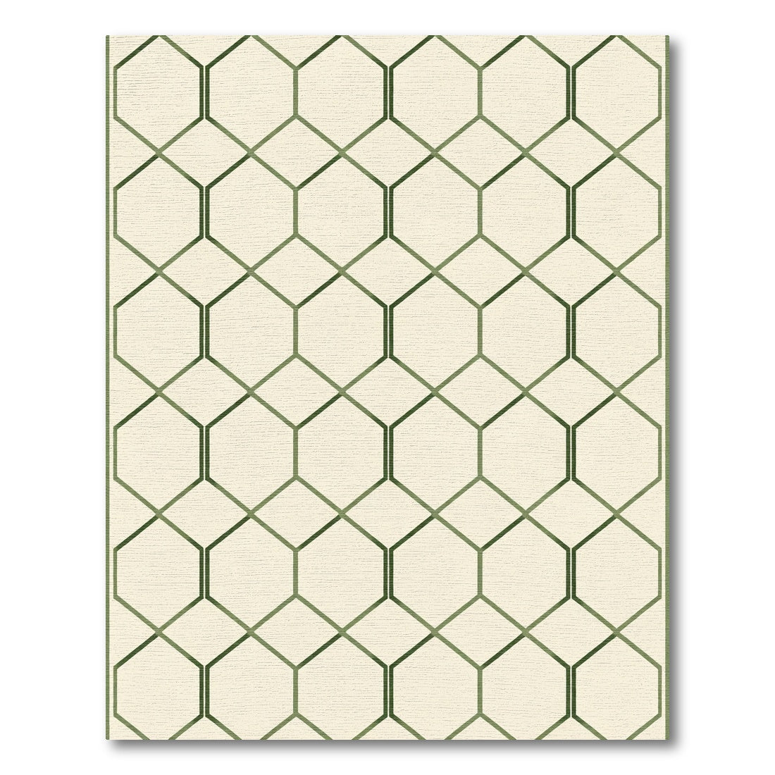 Pale Green Hexagon Overlay Rug