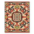 Crimson Floral Medallion with Emerald Accents Rug
