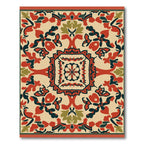 Crimson Floral Medallion with Emerald Accents Rug