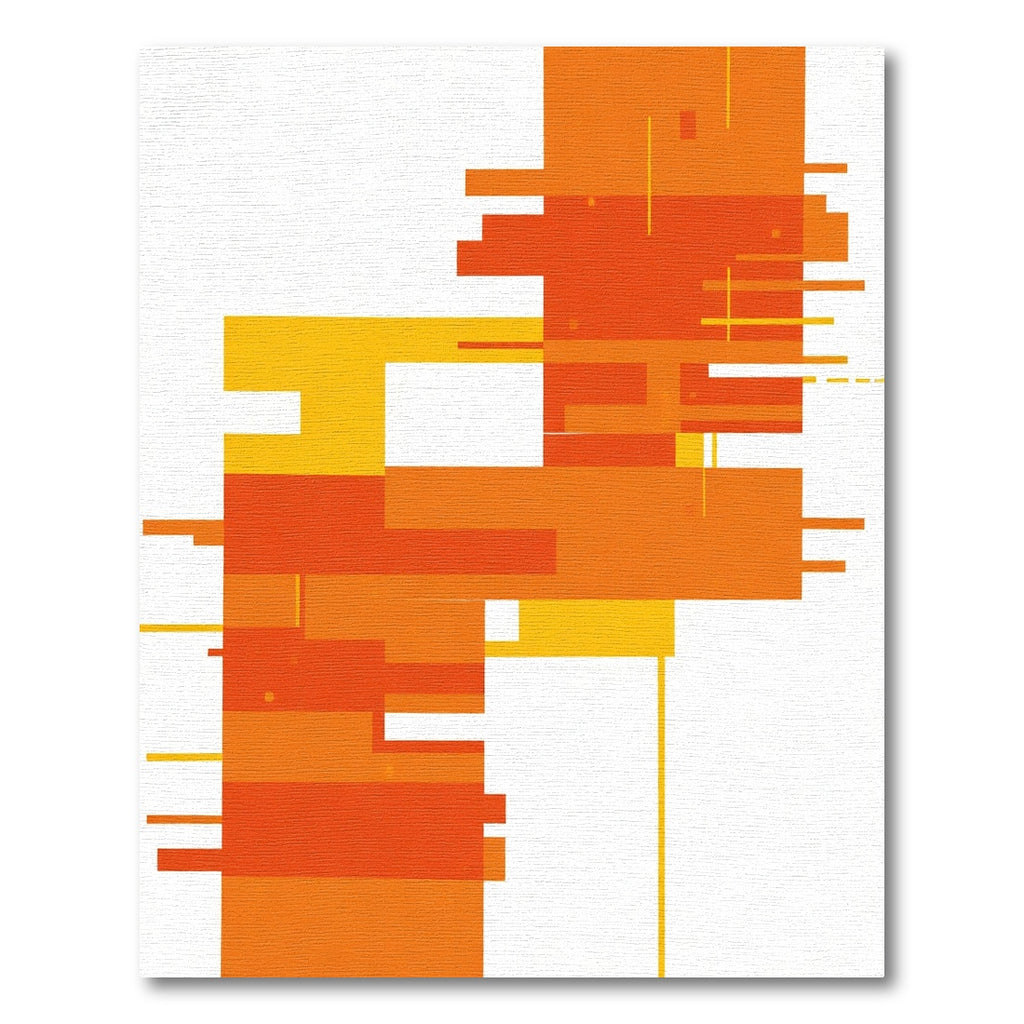 Modern Orange Geometric Rectangular Rug