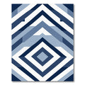 Deep Blue Geometric Diamond Chevron Rug