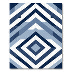 Deep Blue Geometric Diamond Chevron Rug