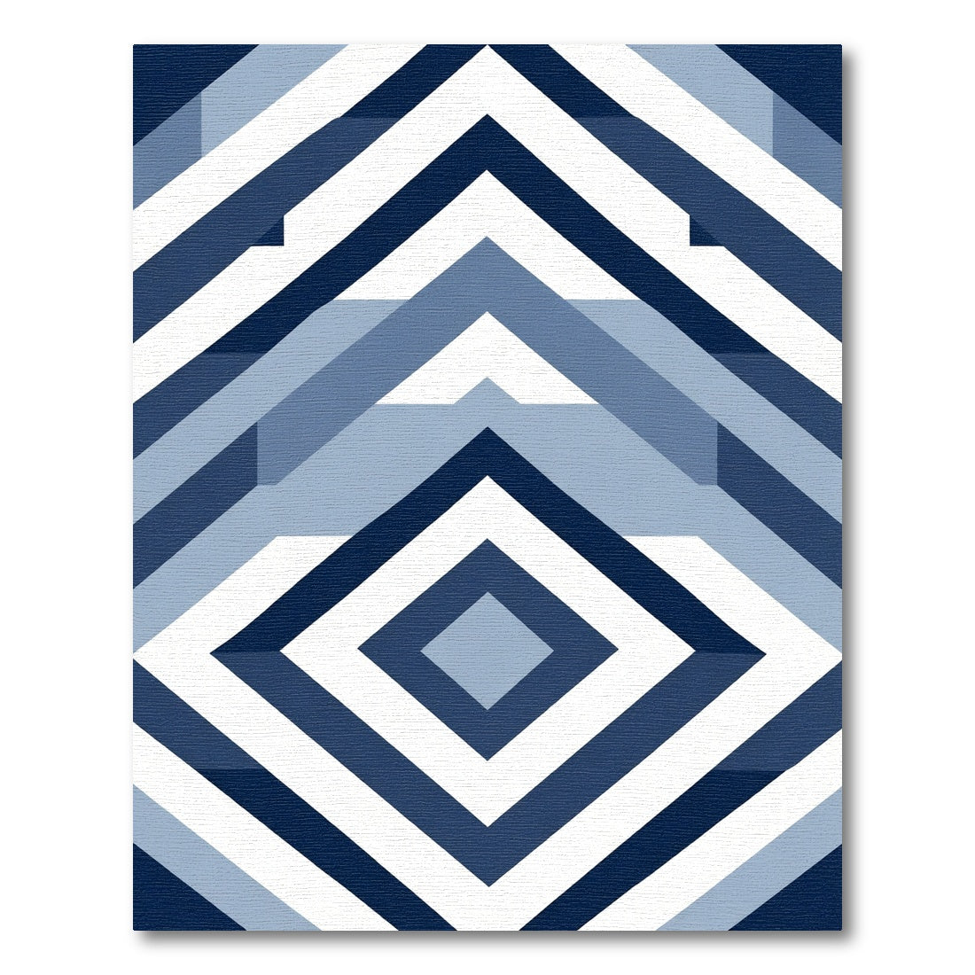 Deep Blue Geometric Diamond Chevron Rug
