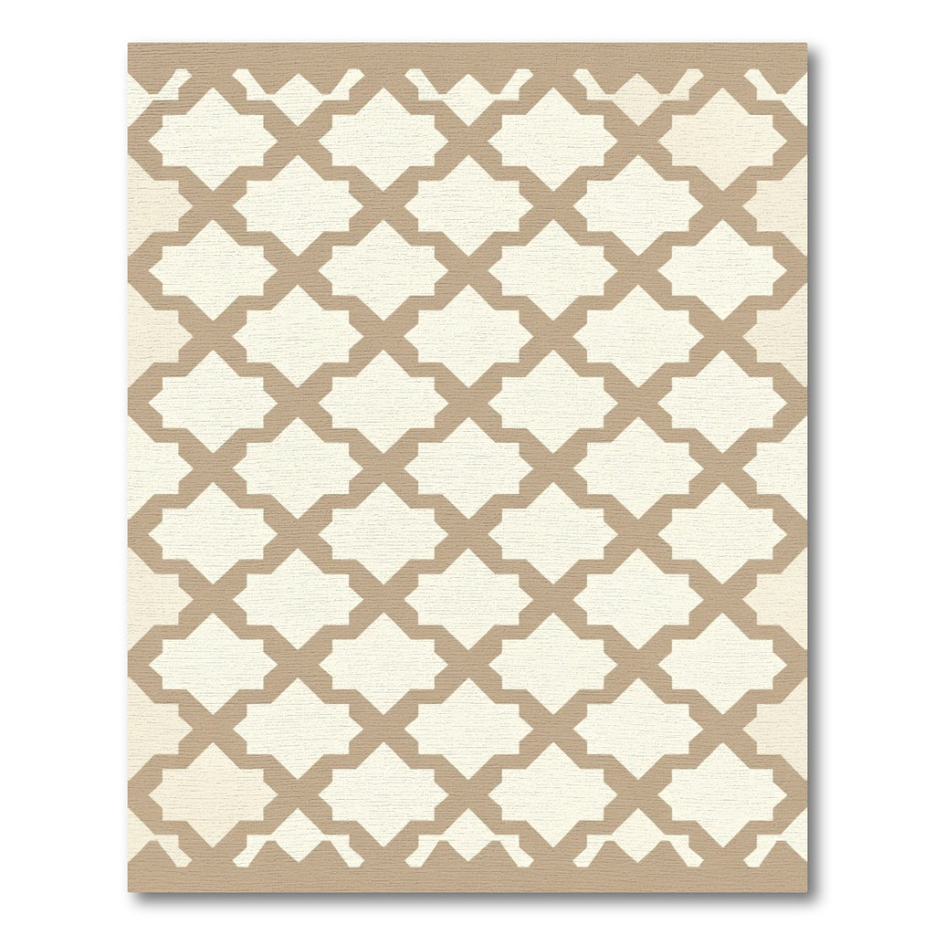 Cream Beige Quatrefoil Lattice Rug