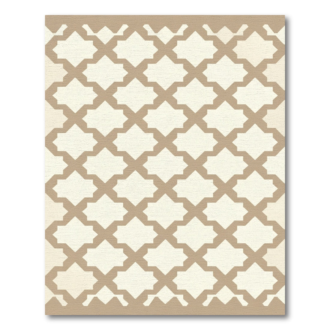 Cream Beige Quatrefoil Lattice Rug