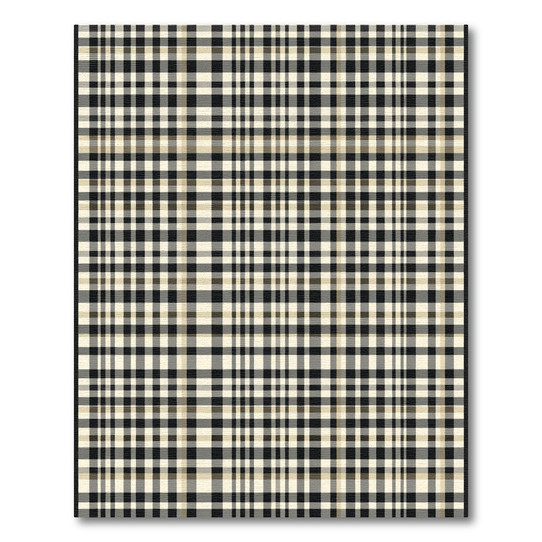 Classic Black Cream Plaid Checkered Rug