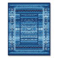 Deep Blue Geometric Tribal Stripes Rug