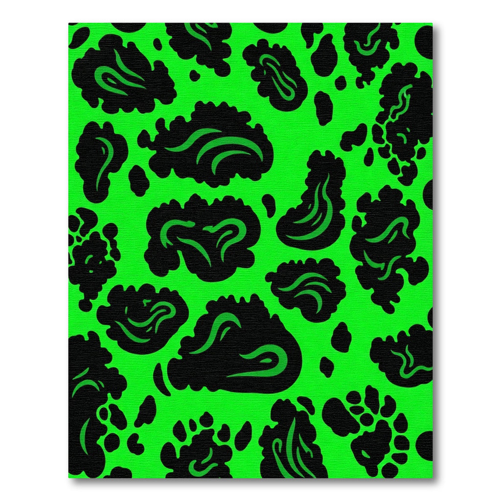 Neon Green Jagged Black Spots Rug