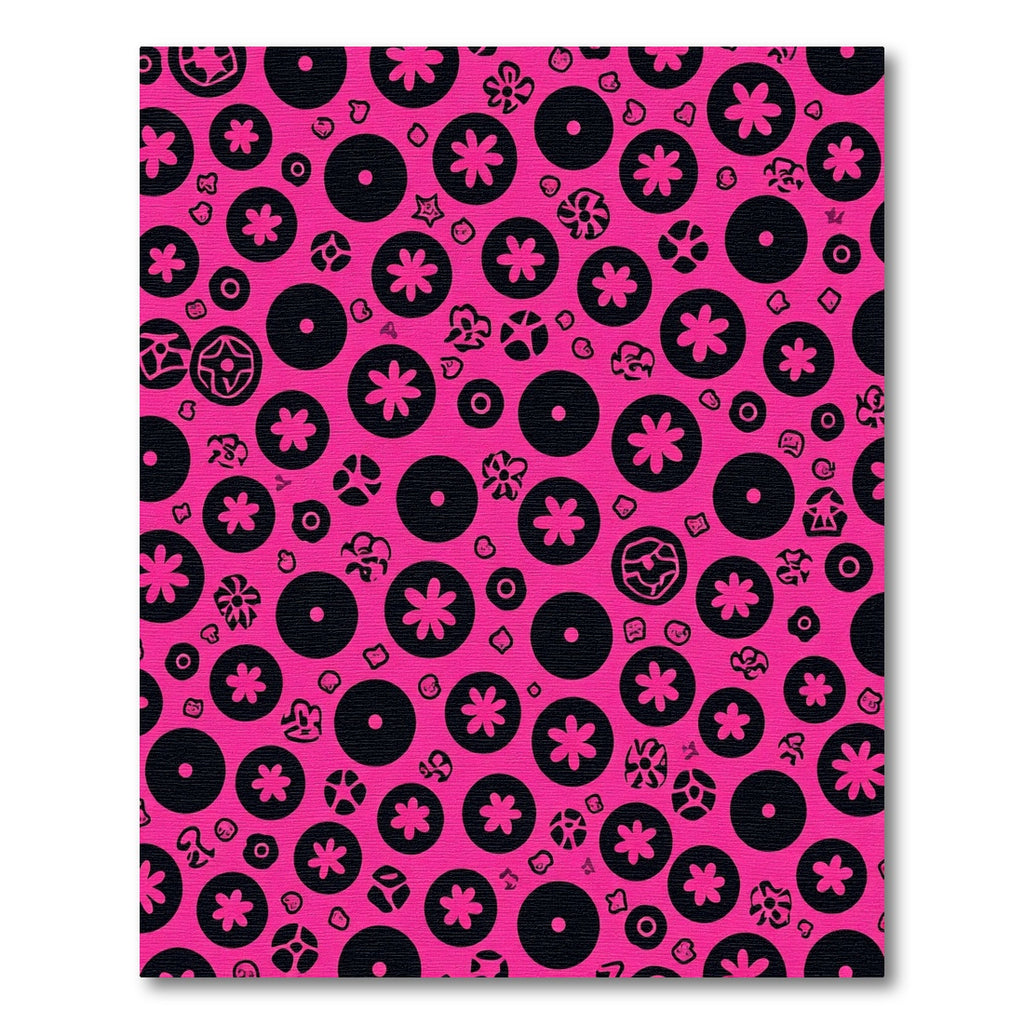 Hot Pink Floral Circles Rug