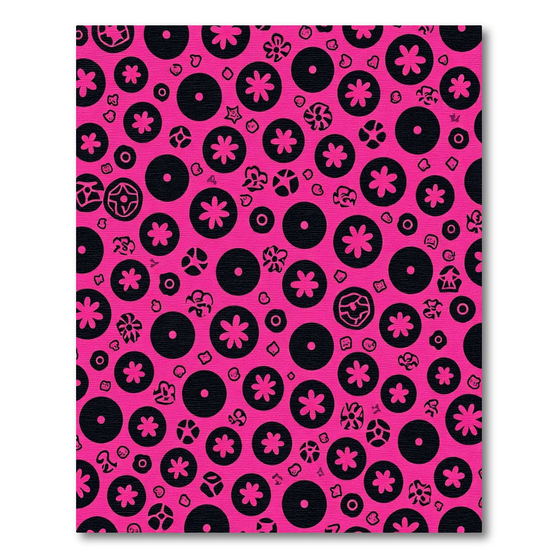 Hot Pink Floral Circles Rug