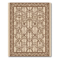 Warm Brown Floral Scrollwork Panel Rug