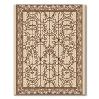 Warm Brown Floral Scrollwork Panel Rug