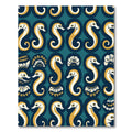 Golden Seahorse Teal Medallion Pattern Rug