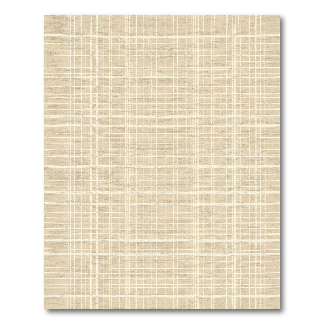 Beige Tan Hand Drawn Grid Rug