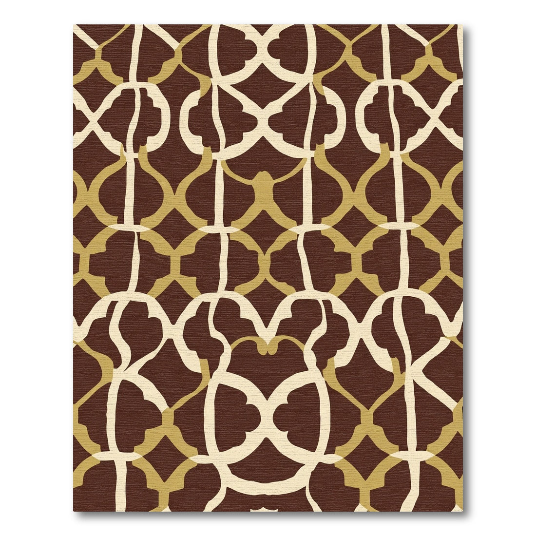 Rich Brown Gold Interlocking Arches Rug