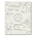 Vintage Travel Stamp Airplane Motif Rug