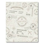 Vintage Travel Stamp Airplane Motif Rug
