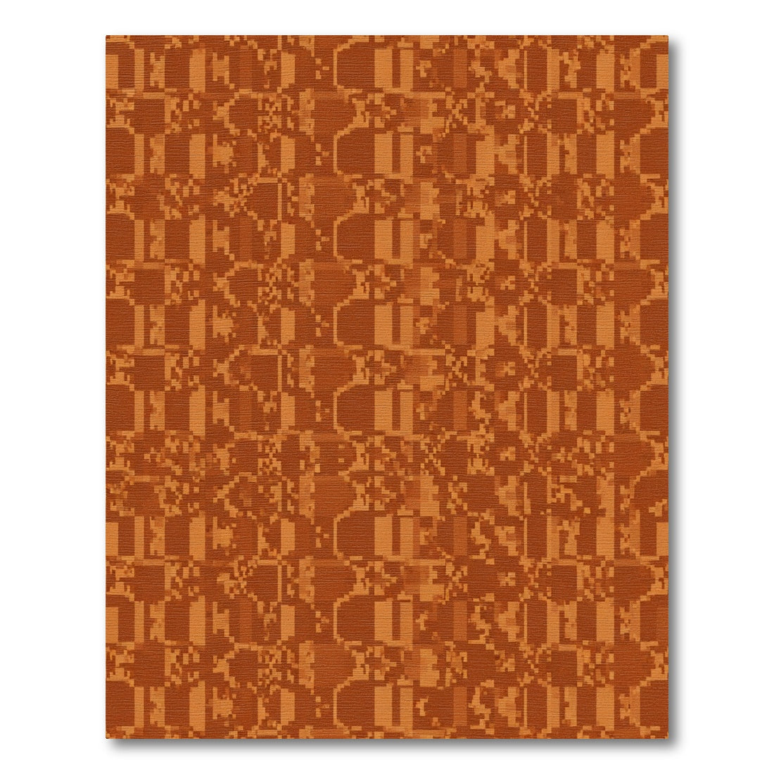 Rustic Pixelated Terracotta Basketweave Rug