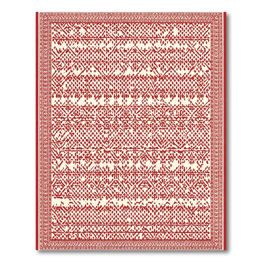 Crimson White Intricate Diamond Border Rug